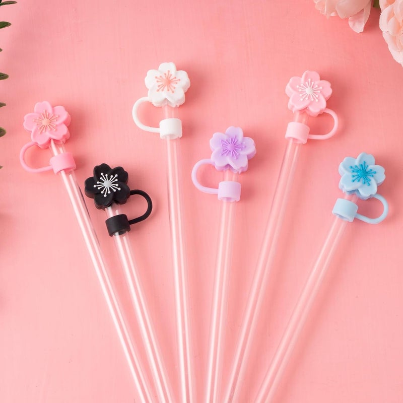 YuJoyC 6PCS Flower Silicone Straw Covers Toppers for Stanley Cups 30&40 Oz Accessories, Reusable Straw Tips Protectors for Stanley Cup 10mm 0.4in Straws - Image 5